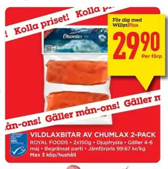 ROYAL FOODS Vildlaxbitar av chumlax 2-pack