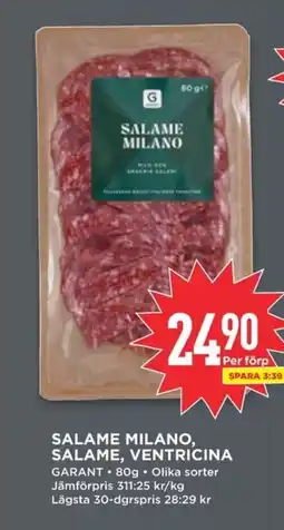 Willys GARANT Salame milano, salame, ventricina erbjuda