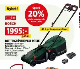 Bauhaus BATTERIGRÄSKLIPPARE ROTAK erbjuda