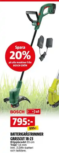 Bauhaus BATTERIGRÄSTRIMMER GRASSCUT 18-23 erbjuda