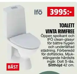 Bauhaus TOALETT VINTA RIMFREE erbjuda