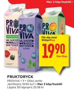 Willys FRUKTDRYCK, Medlemspris erbjuda