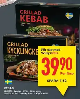 Willys KEBAB, Medlemspris erbjuda