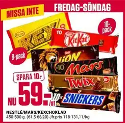 ÖoB NESTLÉ/MARS/KEXCHOKLAD erbjuda