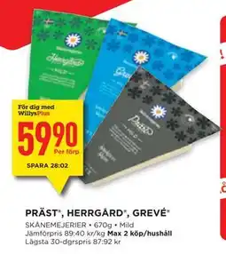 Willys Hemma PRÄST , HERRGÅRD , GREVÉ , Medlemspris erbjuda