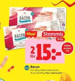ICA Kvantum Bacon, Medlemspris erbjuda