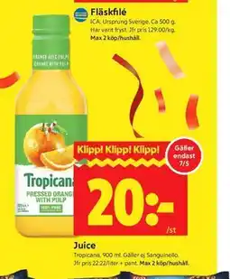 ICA Kvantum Juice erbjuda
