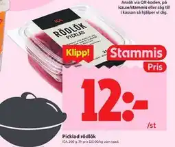 ICA Kvantum Picklad rödlök, Medlemspris erbjuda