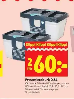 ICA Kvantum Frys/microburk 0,8L erbjuda