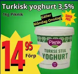 Supergrossen Turkisk yoghurt 3,5% erbjuda