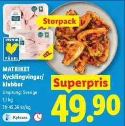 Lidl MATRIKET Kycklingvingar/ klubbor erbjuda