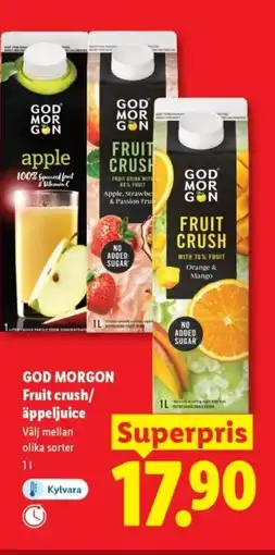 Lidl GOD MORGON Fruit crush/ äppeljuice erbjuda