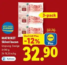 Lidl MATRIKET Skivat bacon erbjuda