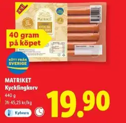 Lidl MATRIKET Kycklingkorv erbjuda
