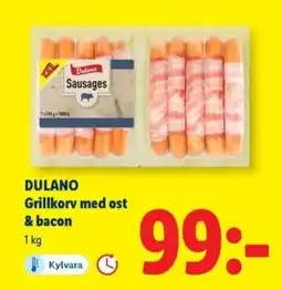 Lidl DULANO Grillkorv med ost & bacon erbjuda