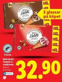 Lidl BON GELATI Choklad- & vaniljstrutar erbjuda