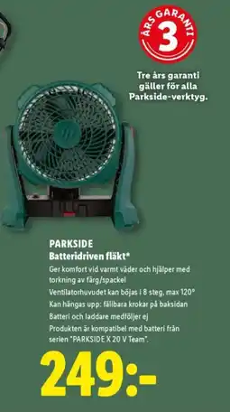 Lidl PARKSIDE Batteridriven fläkt erbjuda