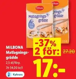 Lidl MILBONA Matlagnings grädde erbjuda