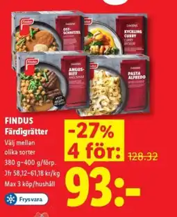 Lidl FINDUS Färdigrätter erbjuda