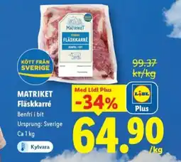 Lidl MATRIKET Fläskkarré erbjuda