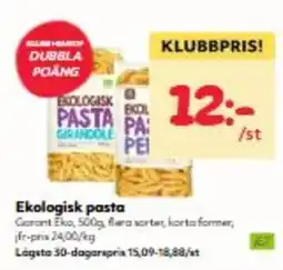 Hemköp Ekologisk pasta erbjuda