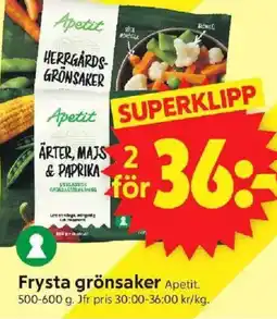 ICA Supermarket Frysta grönsaker Apetit. erbjuda