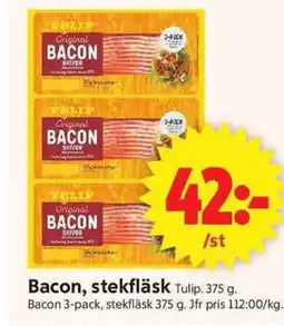ICA Supermarket Bacon, stekfläsk Tulip. erbjuda