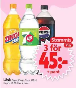 ICA Supermarket Pepsi, Zingo, 7-up Läsk erbjuda