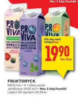 Willys FRUKTDRYCK erbjuda