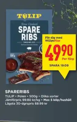 Willys Spareribs erbjuda