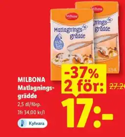 Lidl Milbona Matlagningsgrädde erbjuda