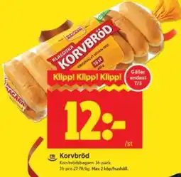 ICA Supermarket Korvbröd erbjuda