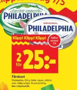 ICA Supermarket Philadelphia färskost erbjuda