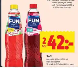 ICA Supermarket Fun Light Saft erbjuda