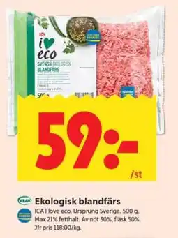 ICA Supermarket Ekologisk blandfärs erbjuda