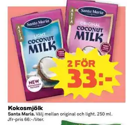 Coop Kokosmjölk erbjuda