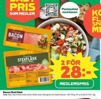Coop BACON, STEKFLÄSK erbjuda