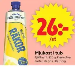 ICA Supermarket Fjällbrynt Mjukost i tub erbjuda