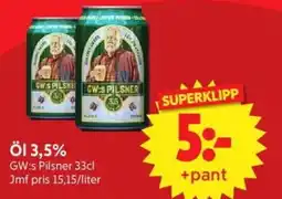 Nya Pulsen GW:s Pilsner Öl erbjuda