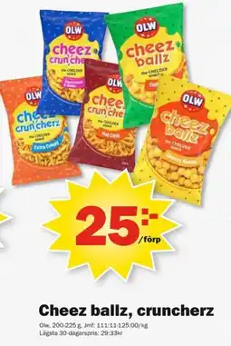 Pekås OLW Cheez ballz, cruncherz erbjuda