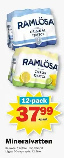 Pekås Ramlösa Mineralvatten erbjuda