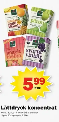 Pekås Kiviks Lättdryck koncentrat erbjuda