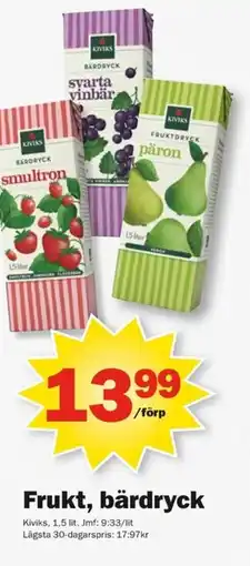Pekås Kiviks Frukt, bärdryck erbjuda