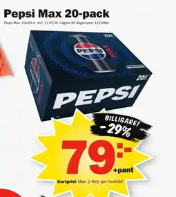 Pekås Pepsi Max 20-pack erbjuda