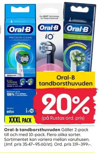 Rusta Oral-b tandborsthuvuden erbjuda