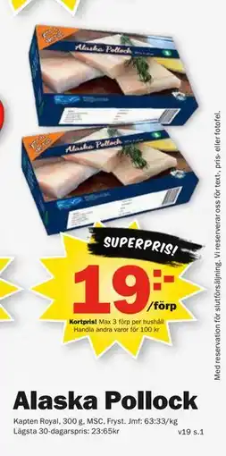 Pekås Alaska Pollock, Medlemspris erbjuda