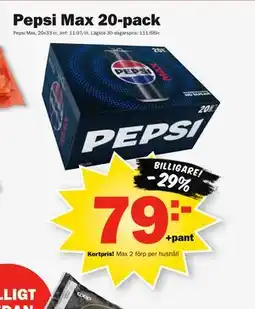 Pekås Pepsi Max 20-pack, Medlemspris erbjuda