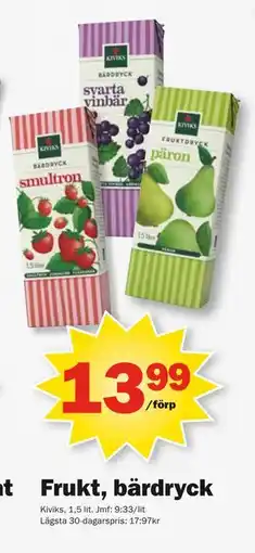 Pekås Frukt, bärdryck erbjuda