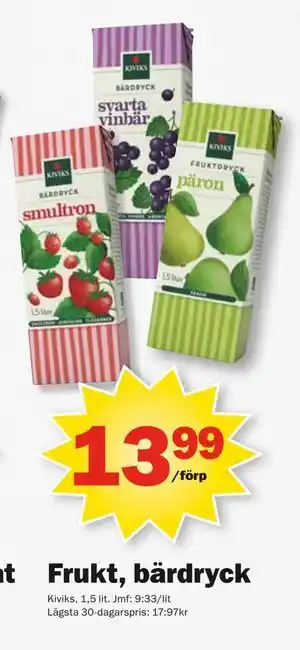 Pekås Frukt, bärdryck erbjuda