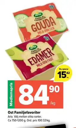 Coop Extra Ost Familjefavoriter, Medlemspris erbjuda